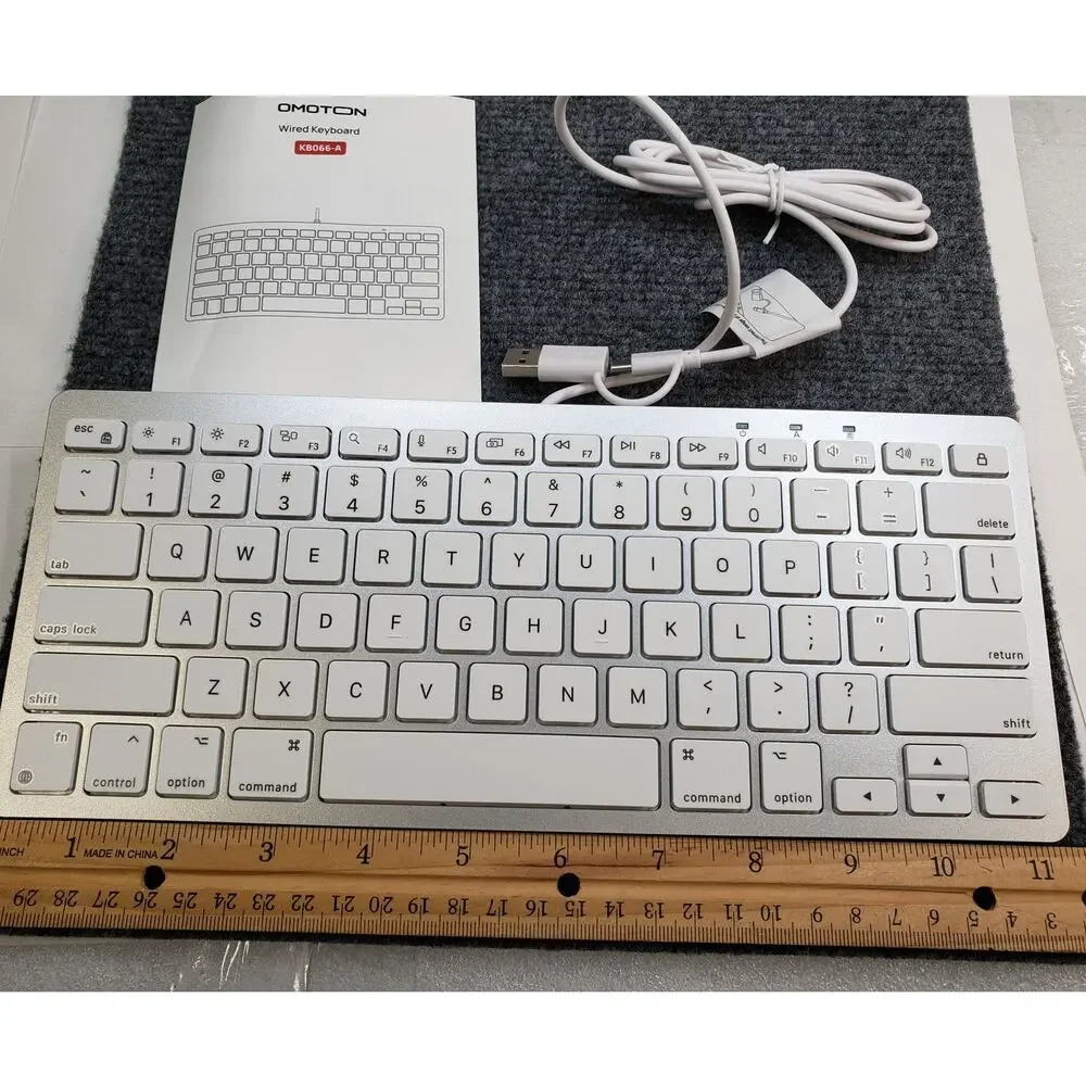 Wired Keyboard. Slim Silver. USBC/USB Connect. KB066-A Omoton. Ergonomic